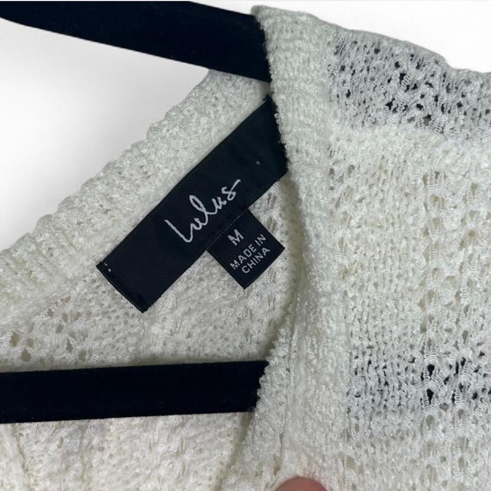 Lulus White Crochet Tank Top Medium | Tie Back Knit Sleeveless - Picture 4 of 6